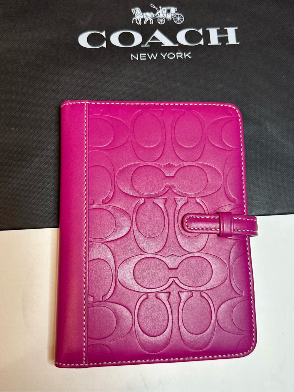 Coach Hot Pink Embossed Signature Leather Cover